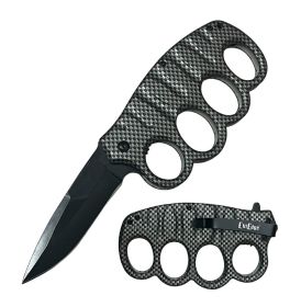 Carbon Fiber Tactical Knuckle Guard Defense Blade Spring Assist Pocket Knife