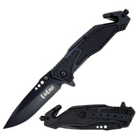 ElitEdge Black Tactical Rescue Folder Spring Assist Knife