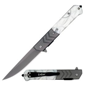 9 Inch Military White Pearl Handle Tactical Spring Assisted Pocket Knife