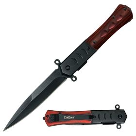 Pakawood Handle Spring Assisted Pocket Knife Spear Point Blade