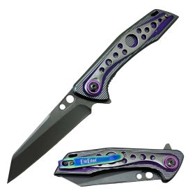 7.95" Overall Purple Spring Assist Folding Camping Pocket Knife