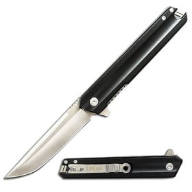 Black Aluminum Handle Spring Assist Open Folding Pocket Knife Everyday Carry