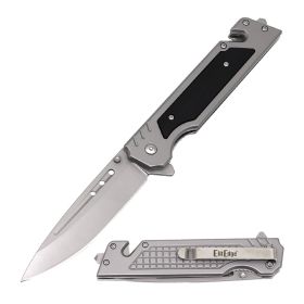 9'' Spring Assist Folding Pocket Knife - Tactical Multitool Silver G10 Handle