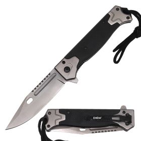 9.25" Tactical Spring Assisted Open Pocket Knife Black G10 Handle