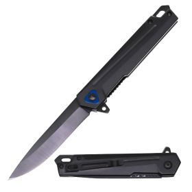 Black Titanium Coated Handle Rescue Spring Assist Open Folding Pocket Knife