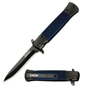 8.5" Classic Italian Style Stiletto Blue Folding Spring Assisted Open Pocket Knife