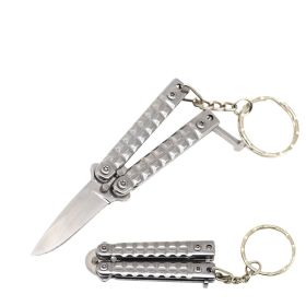 3.75 Inch Silver Mini Butterfly Keychain Knife