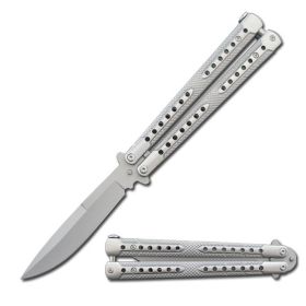 Swift Silver Balisong Two-Tone Titanium Coated Butterfly Knife