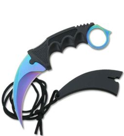 7.6" Rainbow Military Combat Tactical CSGO Karambit Neck Knife w Sheath