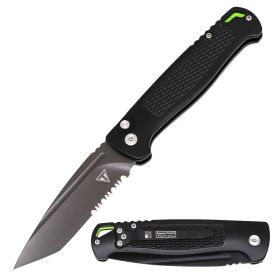 Tanto Point Serrated Blade SwitchBlade Automatic Pocket Knife Glows in Dark