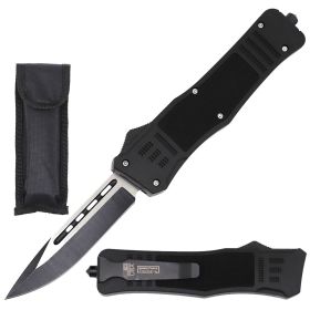 9" Black STEEL Ghost Tactical OTF Pocket Knife Drop Point Blade