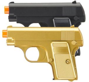 Omega Dual Spring Powered Airsoft Pistols Black and Gold