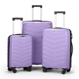 V-Striped 3-in-1, PP Trolley Case, 20in 24in 28in, Fashionable Colour - Taro Purple