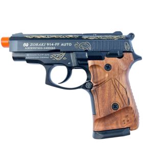 Zoraki 914 9mm Blank Full Auto Firing Engraved Machine Pistol