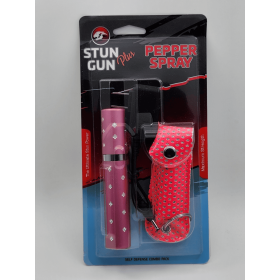 Pink Lipstick Stun Gun and Pepper Spray Combo for Self Defense