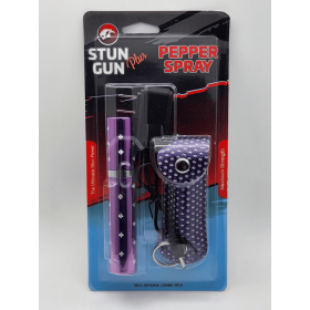 Purple Lipstick Stun Gun and Pepper Spray Combo for Self Defense