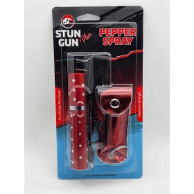 Red Lipstick Stun Gun and Pepper Spray Combo for Self Defense