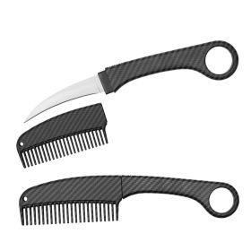 Carbon Fiber Karambit Hidden Blade Self Defense Brush Comb Knife