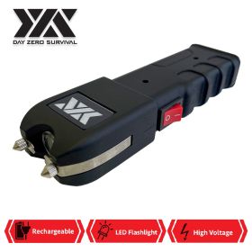 DZS Black Stun Gun Heavy Duty Rechargeable with LED Flashlight