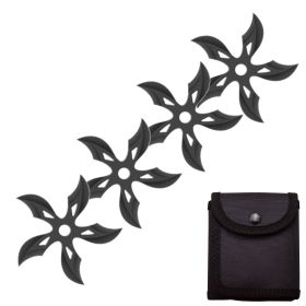 4 PC Set Black Ninja Throwing Stars Anime Shuriken Knife Curve Blade Five-Sided