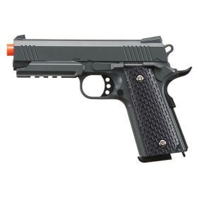 G25GY Metal 1911 Airsoft Warrior Spring Pistol With Rail in Grey