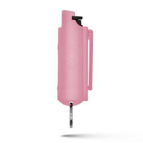 Light Pink Hard Case Personal Defense Pepper Spray Keychain With Belt Clip