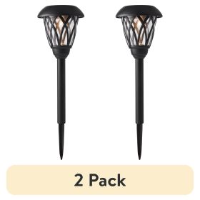 2 pack Solar Powered Black Lattice LED Landscape Pathway Light with Glass Lens, 8 Lumens