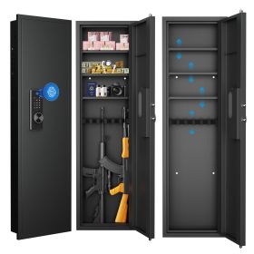 53" Fingerprint Touch Panel In-Wall Safe,Hidden Wall Gun Safe for Rifles with Adjustable Shelves