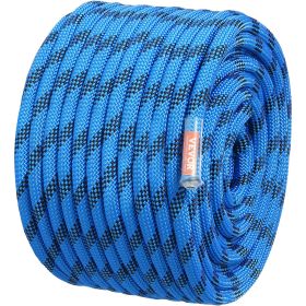 VEVOR 12.7mm Static Climbing Rope, 45.7M(150ft) Outdoor Rock Climbing Rope 32KN Breaking Tension, Fiber Rope with Steel Snap Hooks for Escape