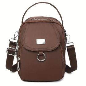 Waterproof Women Crossbody Bag Elegant Oxford Messenger Bags Simple For Work (Color: Brown)