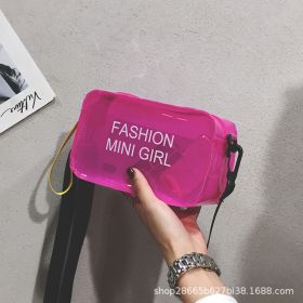 Transparent Square Fashion Trend Jelly Single Shoulder Diagonal Cross Bag (Color: pink)
