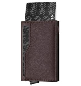 Credit Card Case With Double Id Window Rfid Blocking Automatic Leather Up Wallet (Option: Deep Coffee)
