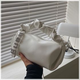 Women's New Shoulder Bag Fairy Student Underarm Bag Women's Pleated Handbag (Color: White)
