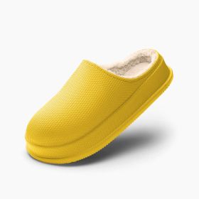 EVA Autumn And Winter Poop Feeling Plus Size Couple Waterproof Non-slip Warm Home Cotton Slippers (Option: 44or45-Lemon Yellow)