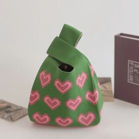Handbag Women's Knitted Wool Bucket Bag  Versatile Handbag Casual Tote Bag Box Rice Bag (Color: Green)