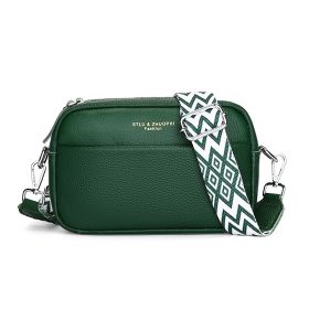 Fashion Simple Shoulder Messenger Bag Top Layer Cowhide Small Square Bag (Color: Green)
