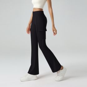 Winter Workwear Pockets Flared Pants (Option: Black-M)