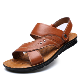 Men Sandals Summer Beach Shoes Adjustable Back Strap Design Slippers Slides (Option: Yellowish-Size38)