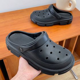 Outdoor Summer Women Men Sandals Beach Slippers Garden Clogs Shoes (Option: Black-40to41)