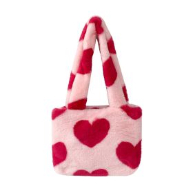 Fashion Love Heart Womens Furry Fluffy Bag (Color: pink)