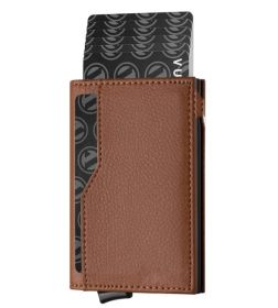 Credit Card Case With Double Id Window Rfid Blocking Automatic Leather Up Wallet (Option: Yellow Brown)