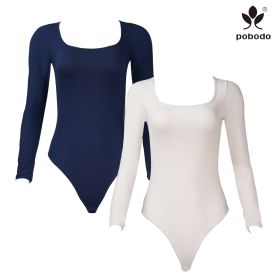 Square Collar Long Sleeved Frosted Warm Jumpsuit (Option: Tibetan BluexRice White-L)