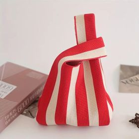 Handbag Women's Knitted Wool Bucket Bag  Versatile Handbag Casual Tote Bag Box Rice Bag (Color: Red)