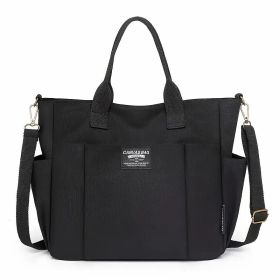 Multi Pocket Tote Bag For Women, Retro Canvas Shoulder Bag, Versatile Crossbody Bag For Daily Use (Color: Black)