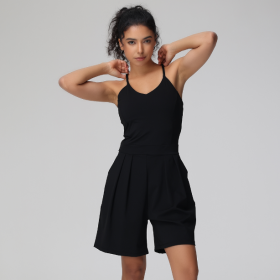 One Piece Short Style' Waist Pleats (Option: Black-L)
