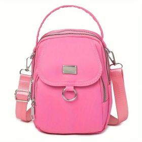 Waterproof Women Crossbody Bag Elegant Oxford Messenger Bags Simple For Work (Color: pink)