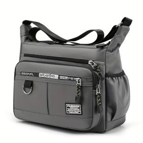 Large-capacity Men's Backpack Shoulder Bag Waterproof Wear-resistant Backpack Multi-pocket Business Casual Men's Messenger Bag (Option: Gray)