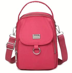 Waterproof Women Crossbody Bag Elegant Oxford Messenger Bags Simple For Work (Color: Red)