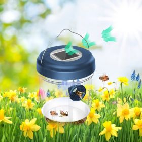 1pc Solar Power Wasp Trap Hanging; Outdoor Bee Trap With UV LED Light; Reusable Trapping Bucket For Insects (Color: Blue, Quantity: 1pcs)