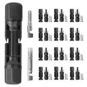 10 Pairs Solar Panel Connectors Solar Wire Adapter Male/Female IP67 Waterproof Connector (Color: Black)